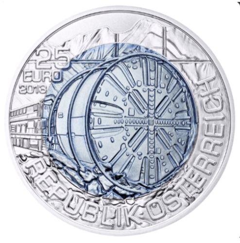 Coffret 25€ Euros Autriche Argent 900 Niobium 2013 ''Construction / Tunnelbau''