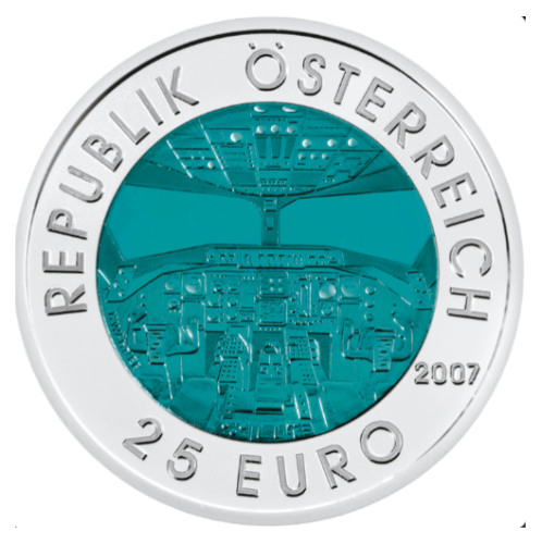Coffret 25€ Euros Autriche Argent 900 Niobium 2007 ''Aviation / Luftfahrt''