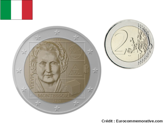 2€ Euros Commémorative Italie 2020 Montessori