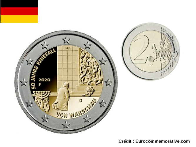 2€ Euros Commémorative Allemagne 2020 75 J. Kniefall
