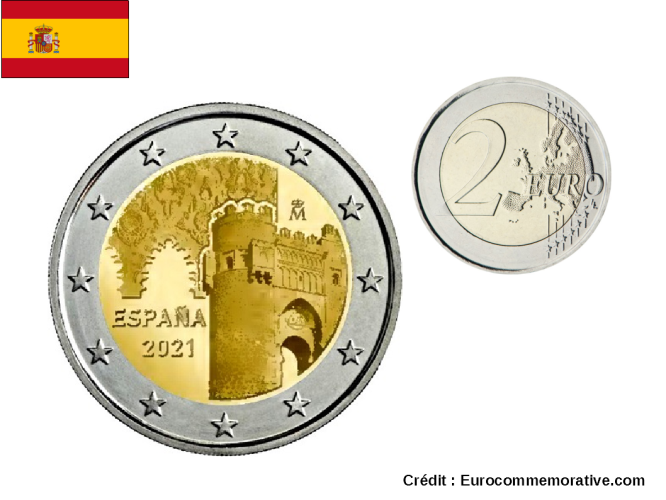 2€ Euros Commémorative Espagne 2021 Tolède