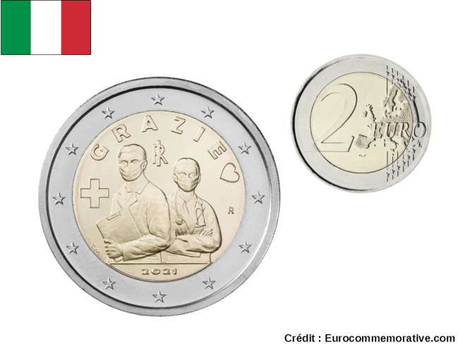 2€ Euros Commémorative Italie 2021 Grazie
