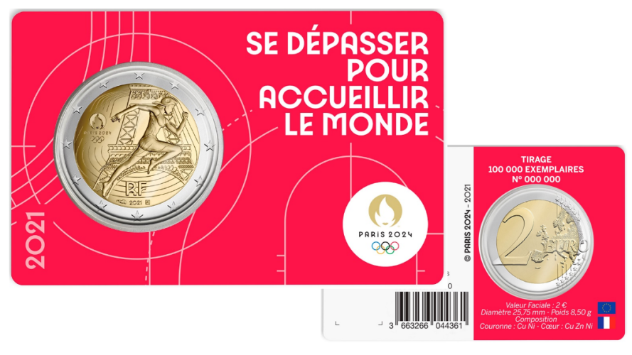 2 Euros Commémorative Paris 2024 Année 1 ROUGE
