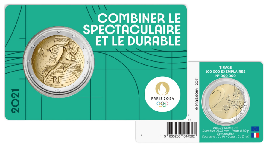 2 Euros Commémorative Paris 2024 Année 1 VERTE