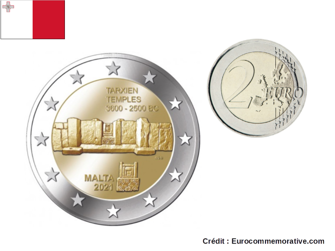 2€ Euros Commémorative Malte 2021 Temple Tarxien