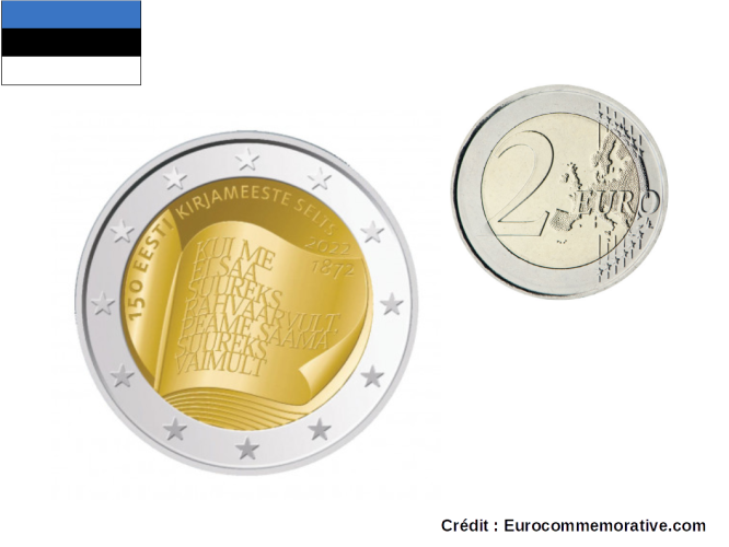 2€ Euros Commémorative Estonie 2022 Société Littéraire