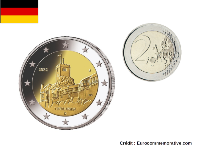 2€ Euros Commémorative Allemagne 2022 Lander - Wartburg