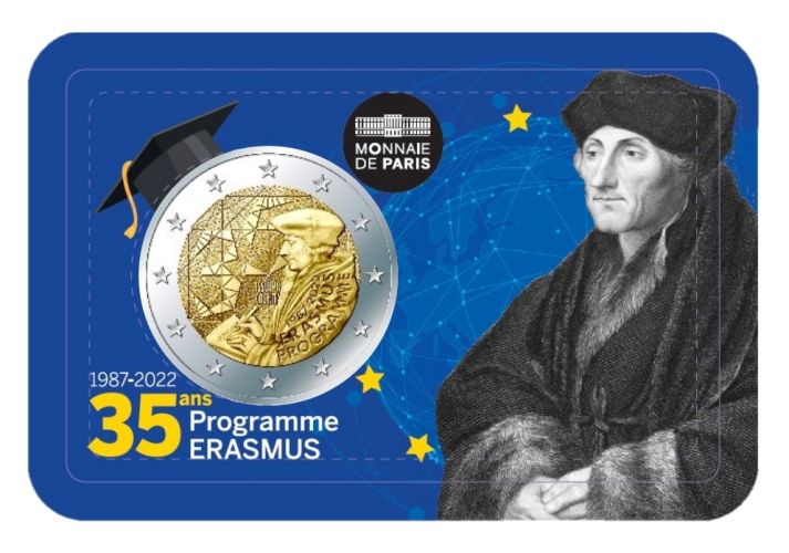 Coincard BU 2€ Euros Commémorative Erasmus France 2022