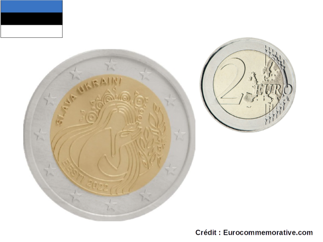 2€ Euros Commémorative Estonie 2022 Soutien Ukraine