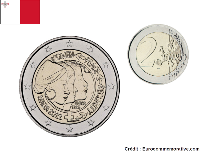 Coincard 2€ Euros Commémorative Malte 2022 ONU Femme BU