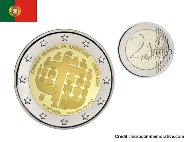 2€ Euros Commémorative Portugal 2023 Journée Mondiale Jeunesse Lisbonne