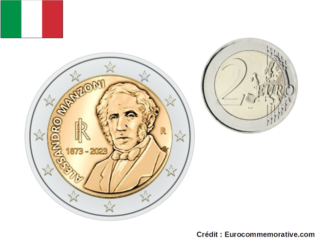 2€ Euros Commémorative Italie 2023 Alessandro Manzoni
