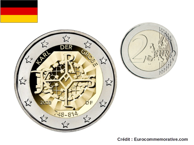 2€ Euros Commémorative Allemagne 2023 Charlemagne Karl der Grosse