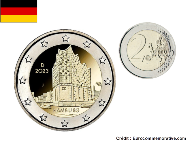 2€ Euros commémorative Allemagne 2023 "Hamburg"