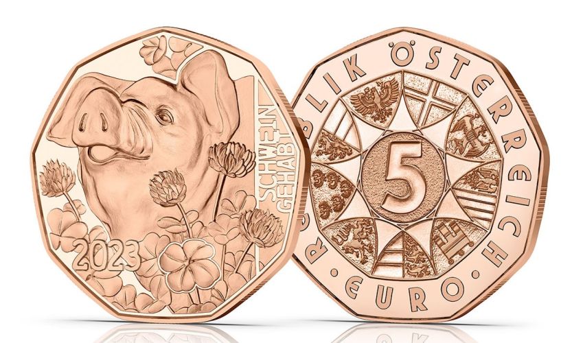 5€ Euros Commémorative Cuivre Autriche 2023 Cochon The Popular Pig