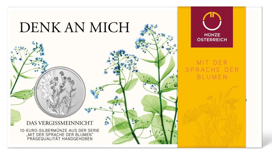 Coincard 10€ Euros Autriche 2023 Argent 925 Fleurs Myosotis / Forget Me Not