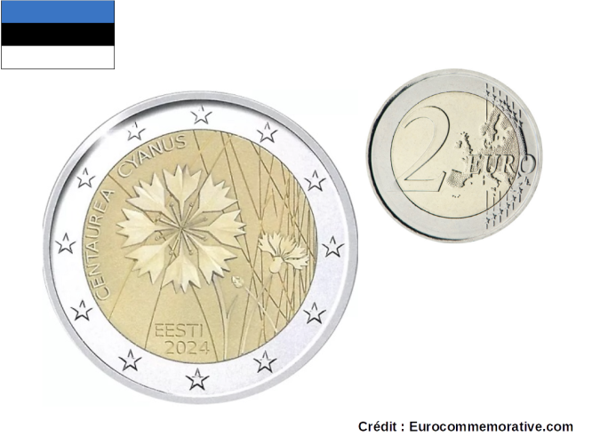 2€ Euros Commémorative Estonie 2024 Bleuet