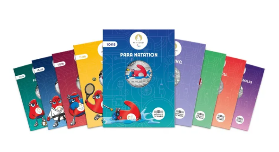 Lot 9 x 10€ Euros Argent 333/1000 Mascotte Paris 2024 Vague 2