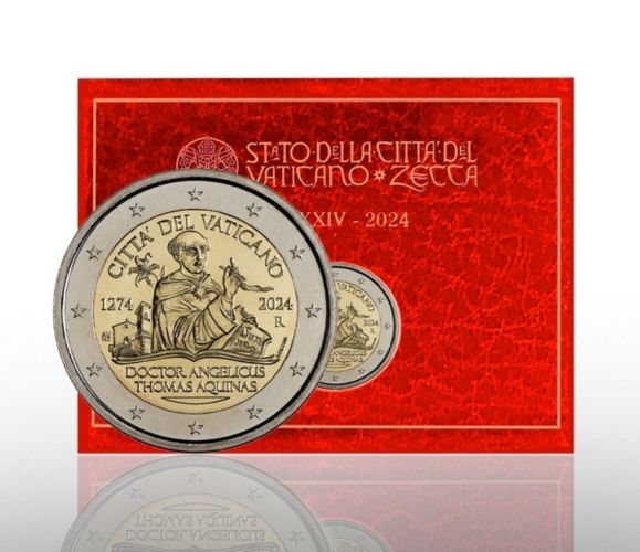 Coincard BU 2€ Euros Vatican 2024 Tomas Aquinas