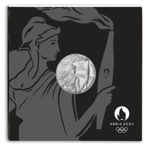 Coincard 7,5€ Euros Argent Paris 2024 Flamme Olympique