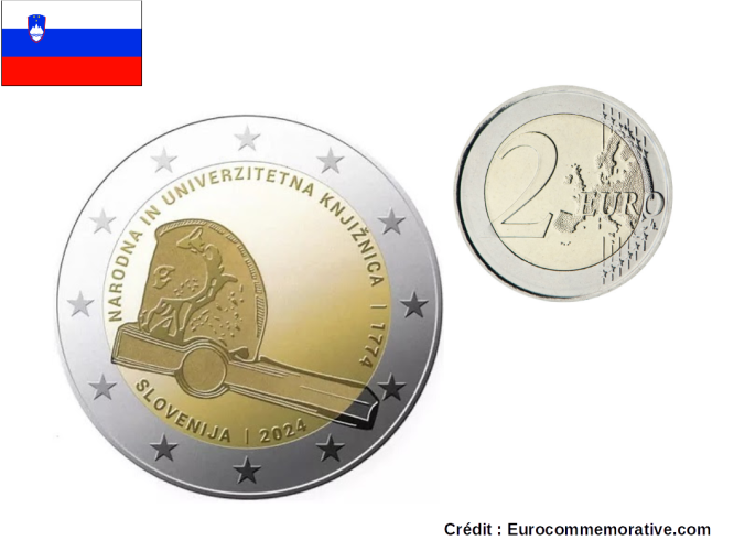 2€ Euros Commémorative Slovénie 2024 ''Bibliothèque''