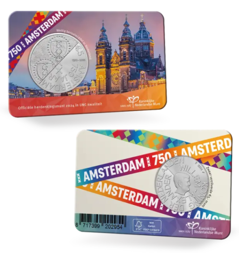 Coincard 5€ Euros Commémorative Pays-Bas 2024 - 750 Ans Amsterdam