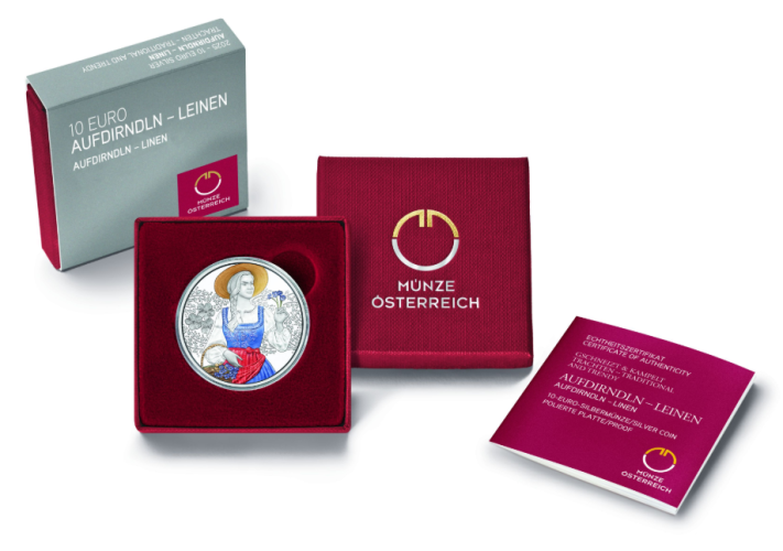 Coffret 10€ Euros Argent Autriche 925/1000 Couleur 2025 "Aufdirndln – Linen"