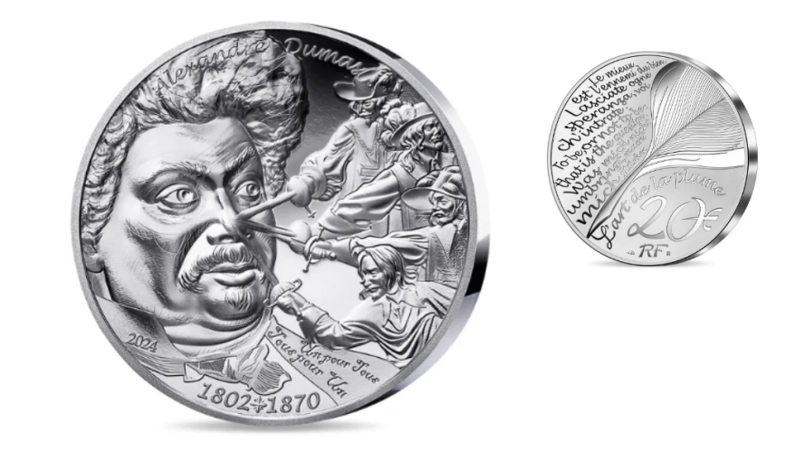 Coffret 20€ Euros Argent 999/1000 Alexandre Dumas Haut Relief 2024 1 Oz