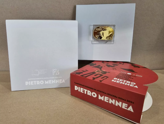 Coffret 10€ Euros Argent Doré 925/1000 Italie 2024 Pietro Mennea