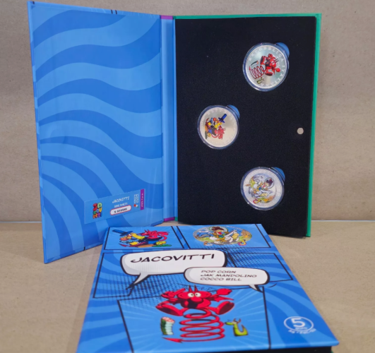 Coffret 3 x 5€ Euros Italie 2024 Argent 925/1000 Triptique Jacovitti Fumetti