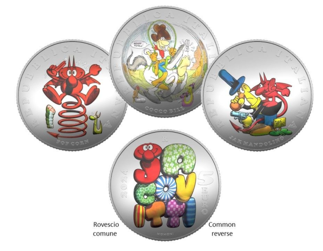 Coffret 3 x 5€ Euros Italie 2024 Argent 925/1000 Triptique Jacovitti Fumetti