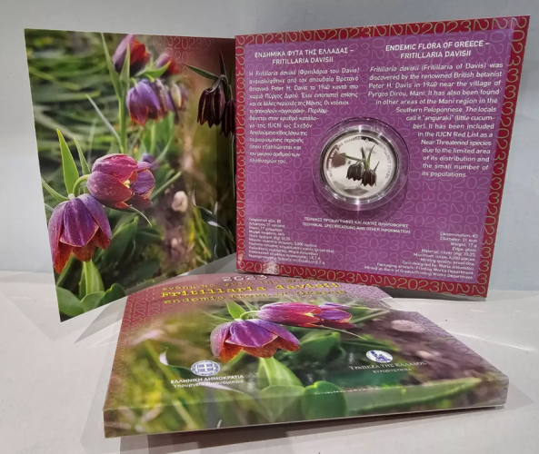Coffret 5€ Euros Proof Argent 333/1000 Grèce 2023 - Fritillaria Davisii