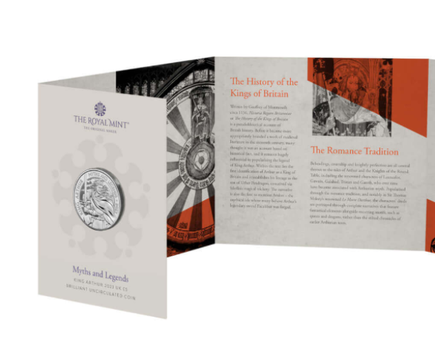 Coincard 5 Pounds BU 2023 Royaume Uni Myths Legends King Arthur