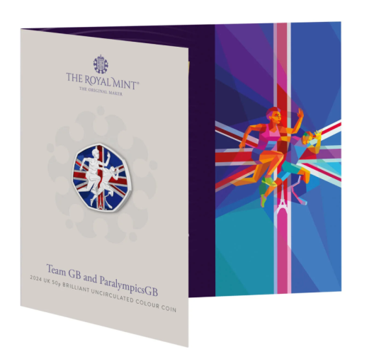 Coincard 0.5 Pound BU 2024 Royaume Uni Team GB - Paris 2024 COLORISEE