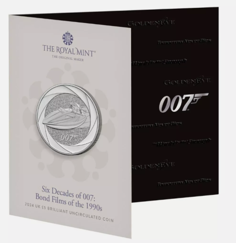 Coincard 5 Pounds BU 2024 Royaume Uni James Bond Decade 1990s