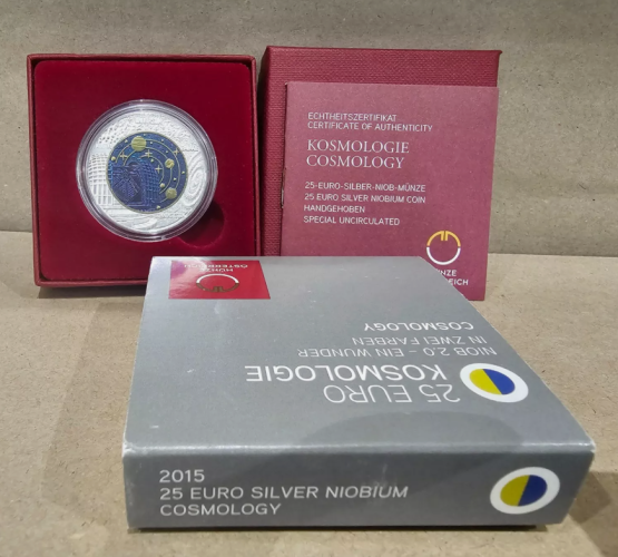 Coffret 25€ Euros Autriche Argent 900 Niobium 2015 ''Cosmology''