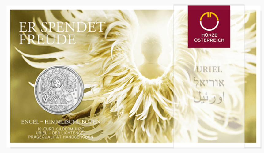 Coincard 10€ Euros Argent 925 Autriche 2018 Ange Uriel