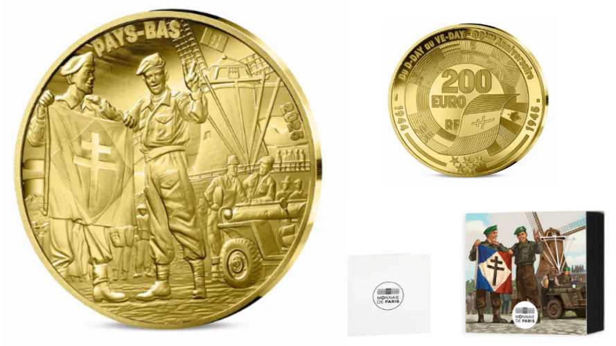 Coffret 200€ Euros Or 999/1000 80 Ans VE Day Soldat Pays-Bas 2025