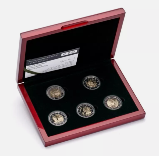 Coffret 5 x 2€ Euros Proof Commémorative Luxembourg 2022 + 2023 Poinçon Kremnica