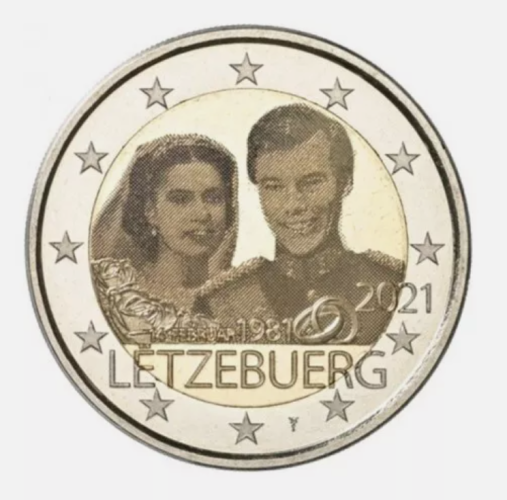2€ Euros Commémorative Luxembourg 2021 Mariage Version Relief