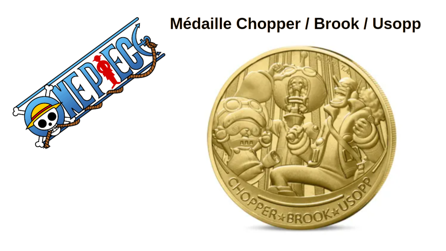 Mini-Médaille Monnaie de Paris One Piece 2025 - Chopper / Brook / Usopp
