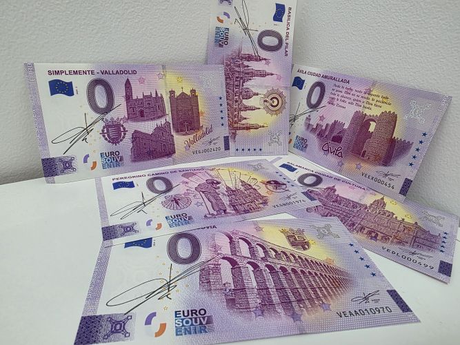 Lot de 5 Billets Euros Souvenir Espagne Signé Richard Faille