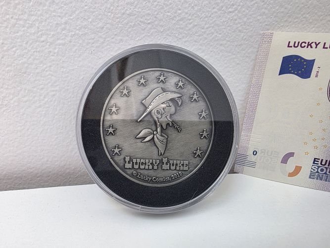 Lot Médaille Collector + Billet Euro Souvenir Lucky Luke 2019