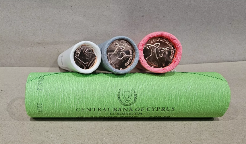 Lot 3 rouleaux 5, 2 et 1 centimes Euros Chypre 2024 Neuf de Banque !