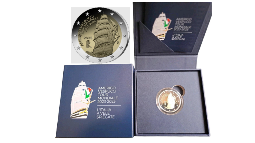 PREVENTE Coffret BE Proof 2€ Euros Commémorative Italie 2025 Amerigo Vespucci