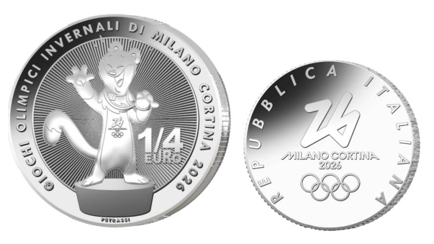 1/4€ Euros Quarter Italie 2025 - Jeux Olympiques MASCOTTE 2026