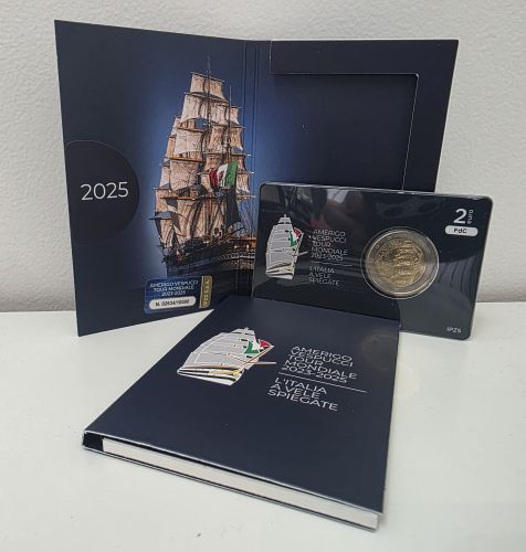 Coincard BU 2€ Euros Commémorative Italie 2025 Amerigo Vespucci