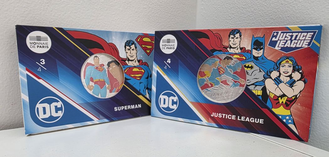 Lot 2 x 50€ Argent 900/1000 DC COMICS Justice League + Superman 2025