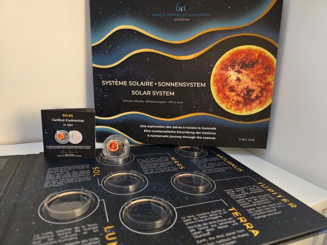 Coffret 25€ Argent 999/1000 Luxembourg 2025 Système Solaire 1/6 SOLEIL