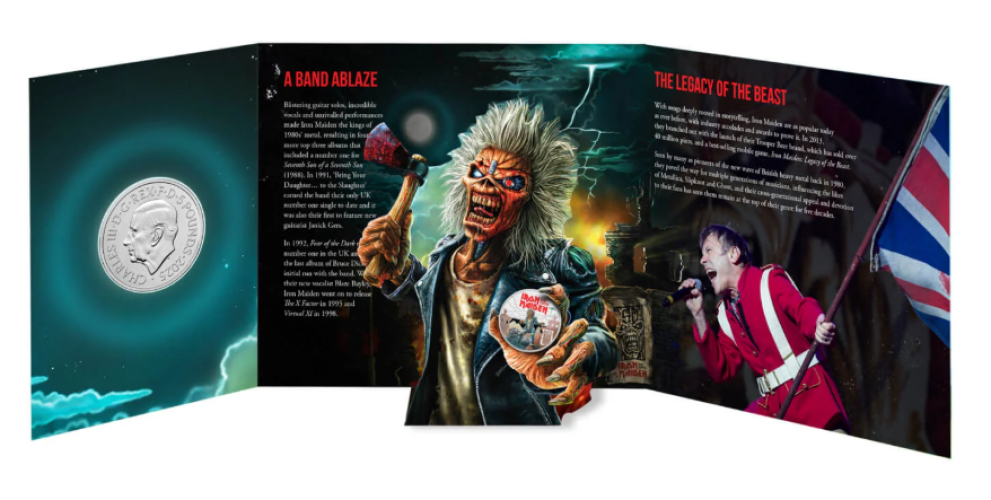 Coincard 5 Pounds BU Royaume Uni 2025 - Iron Maiden COLORISEE